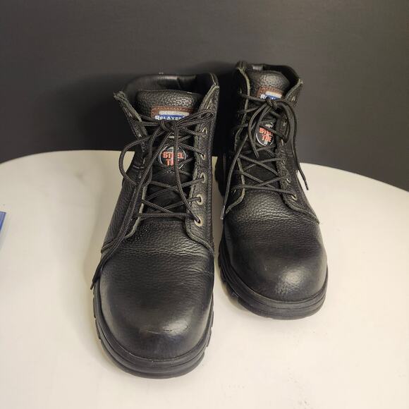Sketchers Black Leather Ankle Boots Steel Toe Sz 10.5 M Relaxed Fit Workwear main image 7